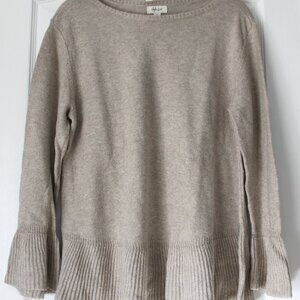 Style & Co Oatmeal Heather Flounce Hem & Sleeve Sweater XL